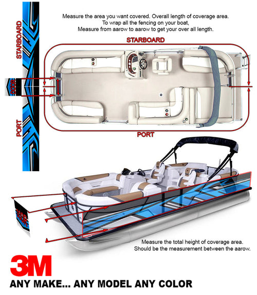 Abstract Blue Shark Graphic Vinyl Boat Wrap Fishing Decal Pontoon Wrap Watercraft