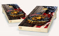 American Flag Brown Board Cornhole Board Vinyl Wrap Laminated Sticker Set Decal