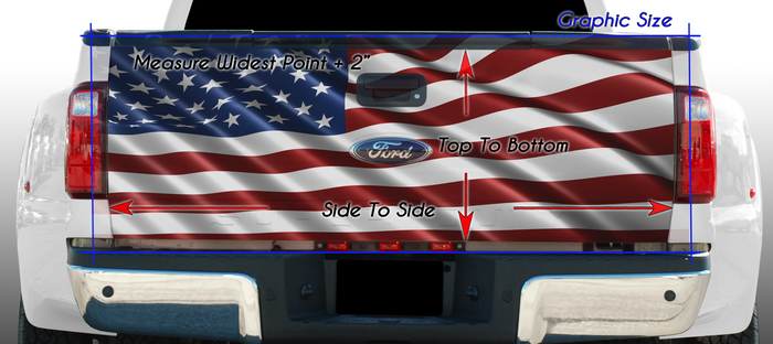 American Flag Eagle and POW MIA Tailgate Wrap Vinyl Graphic Decal Sticker Truck