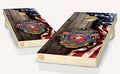 American Flag Patriotic Cornhole Board Vinyl Wrap Laminated Sticker Set Decal