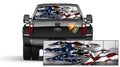 American Flag Ripped Metal Chevy  Patriotic Rear Window Graphic Perforated Decal Pickups Trucks Campers