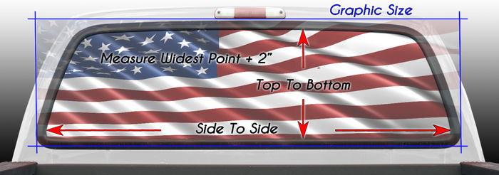 American Flag Ripped Metal Chevy  Patriotic Rear Window Graphic Perforated Decal Pickups Trucks Campers