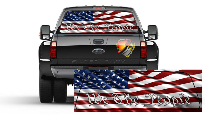 American Flag We The People Patriotic Rear Window Perforated Graphic Decal Truck Cars