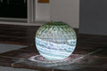 ApricotMint - 12" Art Glass Solar LED Orb Globe, Dimpled Blue/Green/Gold