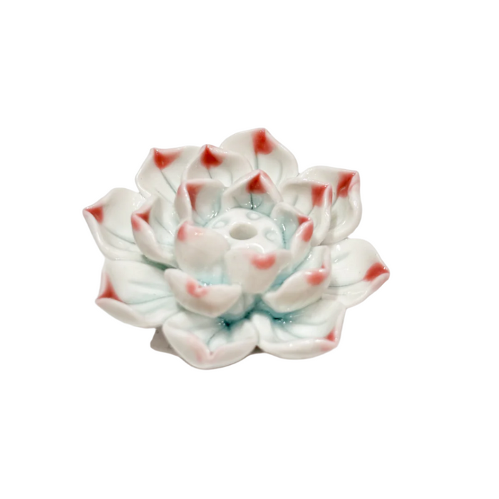 Pink ceramic lotus incense holder