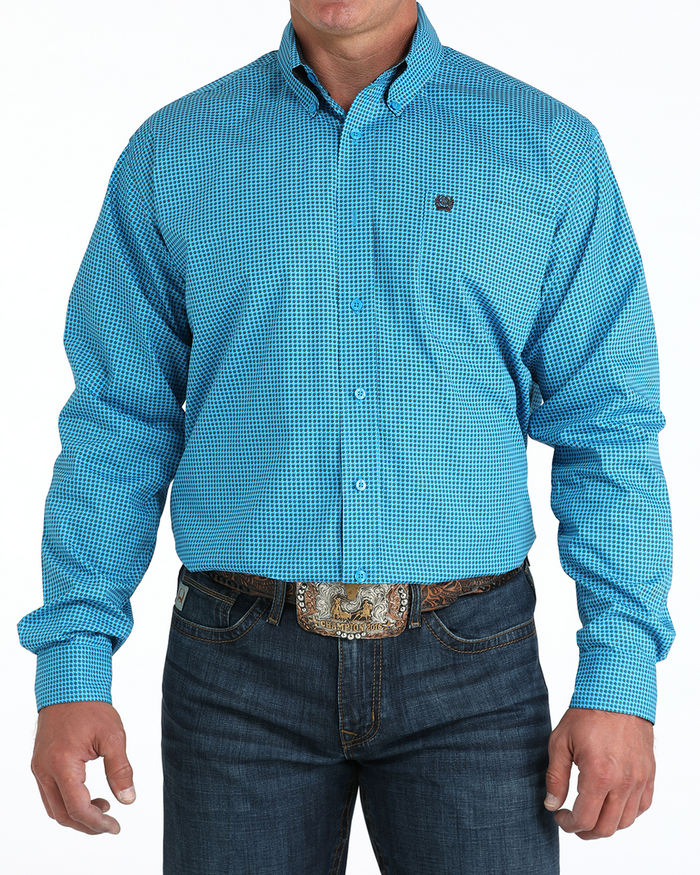 Cinch Blue Patterned Mens Shirt