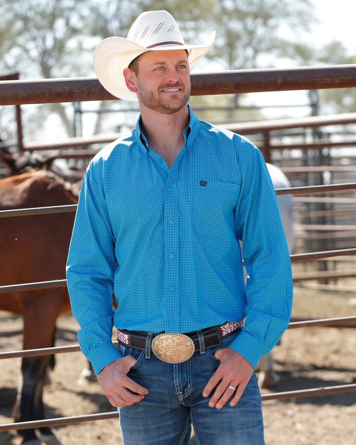 Cinch Blue Patterned Mens Shirt