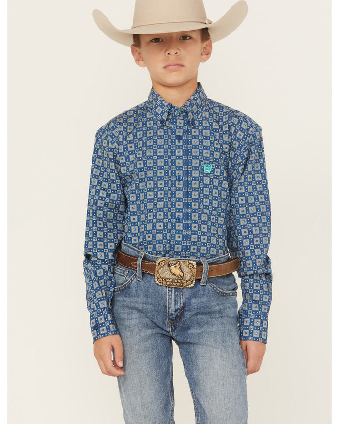 Cinch Boys Blue Print Shirt
