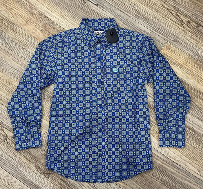 Cinch Boys Blue Print Shirt