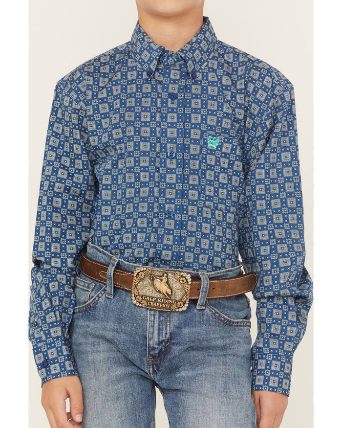Cinch Boys Blue Print Shirt