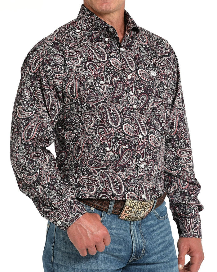 Cinch Burgundy Paisley Mens Shirt