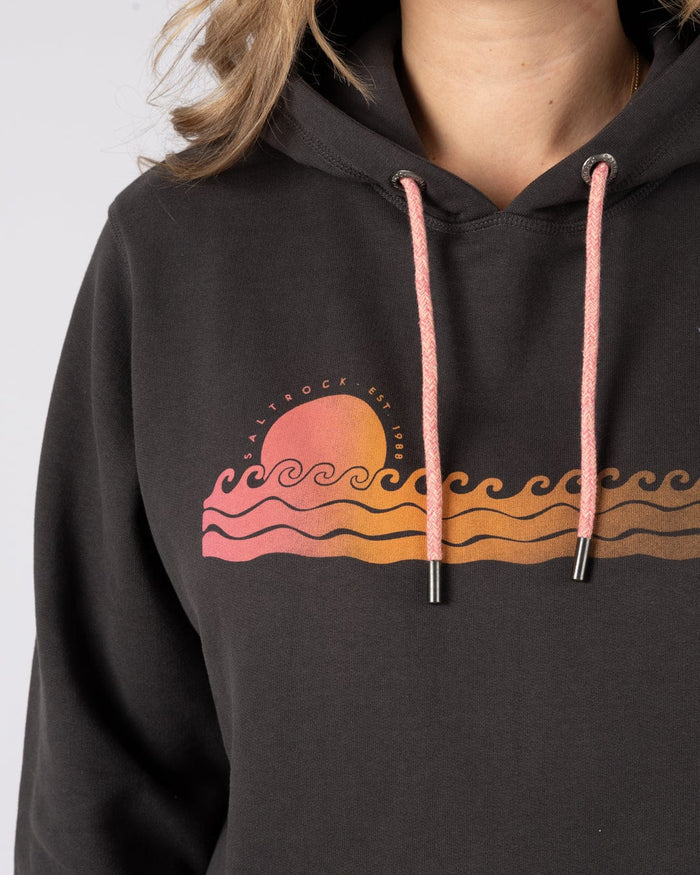 Golden Hour  Womens Pop Hoodie in Dark Grey