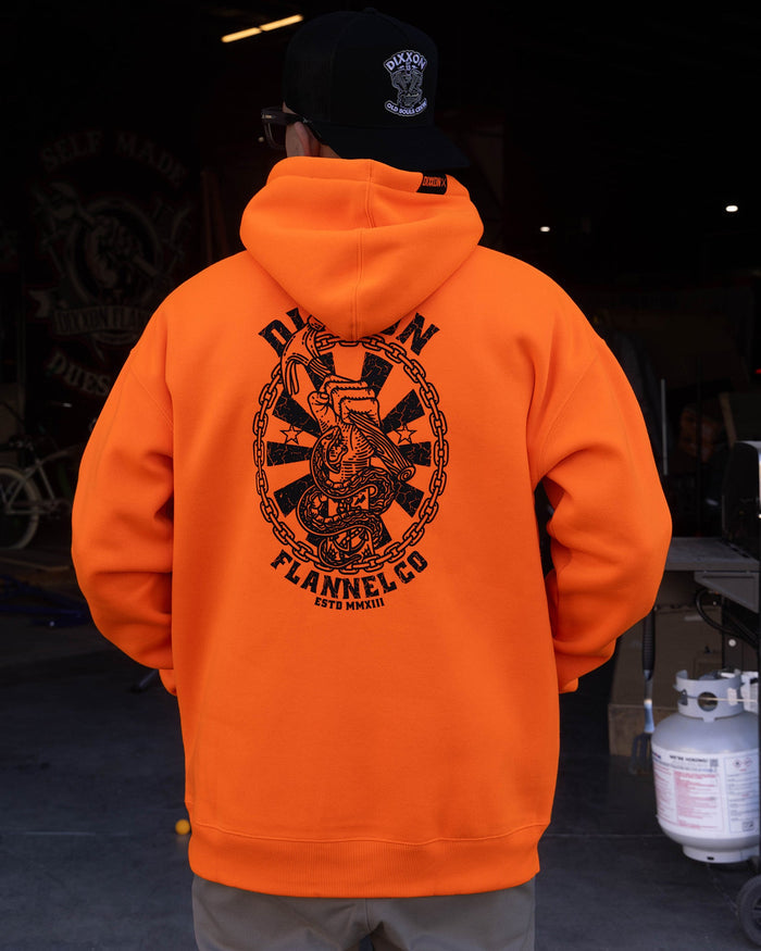Black Hammersnake Pullover Hoodie - Safety Orange - Dixxon Flannel Co.