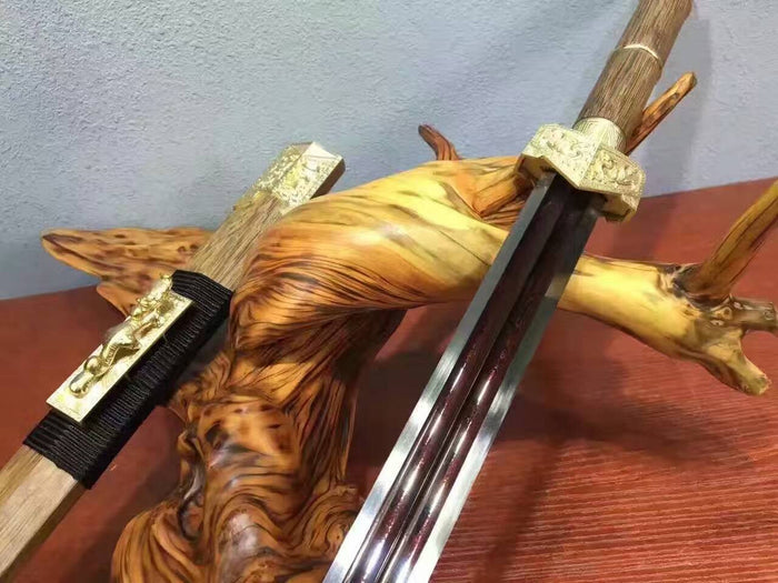 Han sword(Damascus steel red blade,Rosewood scabbard,Brass fittings)Length 42" - Chinese sword shop