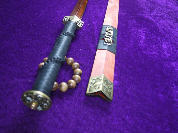 Han swords/Damascus steel red blade/Redwood scabbard/Alloy/Length 39" - Chinese sword shop