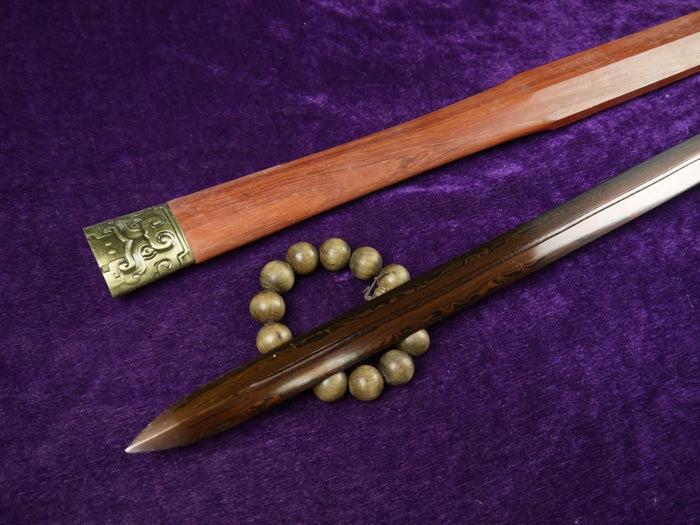 Han swords/Damascus steel red blade/Redwood scabbard/Alloy/Length 39" - Chinese sword shop