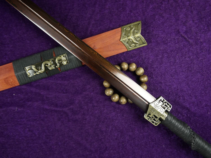 Han swords/Damascus steel red blade/Redwood scabbard/Alloy/Length 39" - Chinese sword shop
