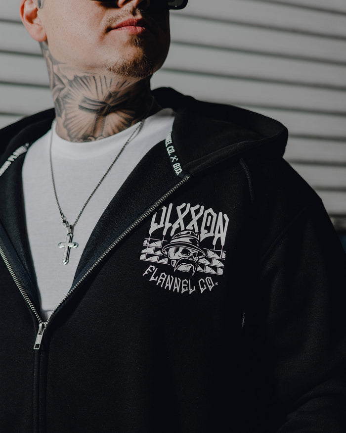 Hector Zip Up Hood - Black
