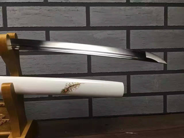 Katana uchigatana/High carbon steel blade/White paint scabbard/Alloy - Chinese sword shop