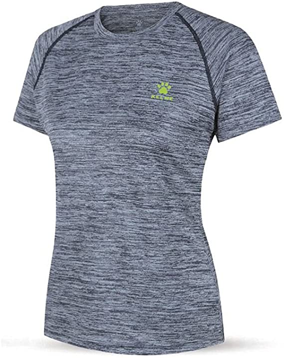 KELME Summer Women Running Short Sleeve T-shirts Quick Dry Sports Breathable 100% Polyester Leisure T-shirt Melange Grey - Shoppers-kart.com
