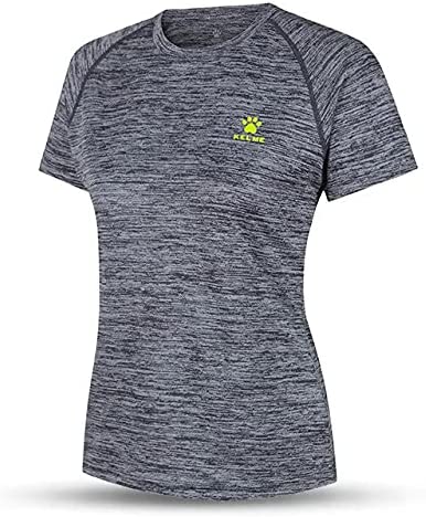KELME Summer Women Running Short Sleeve T-shirts Quick Dry Sports Breathable 100% Polyester Leisure T-shirt Melange Grey - Shoppers-kart.com