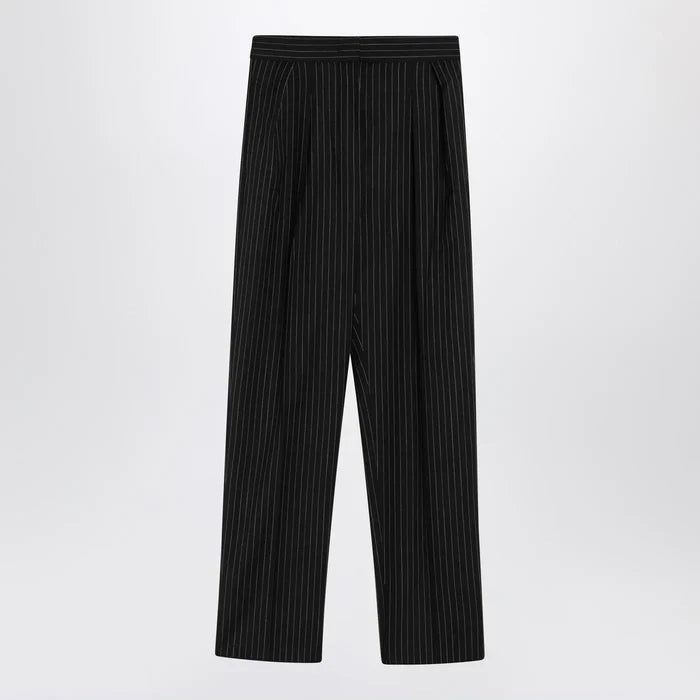 Max Mara - Black pinstriped wool trousers Brand Pants 42  IT