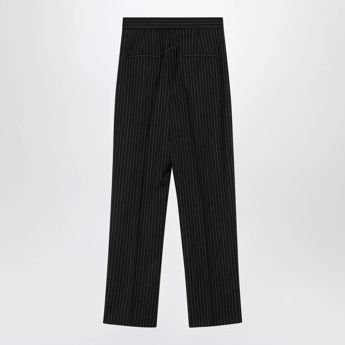 Max Mara - Black pinstriped wool trousers Brand Pants 42  IT
