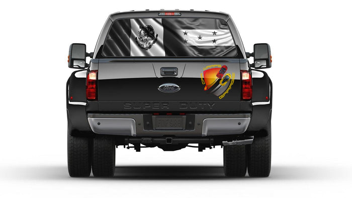Mexico and Honduras Flag Black and White Bandera de Mexico y Honduras Rear Window Graphic Perforated Decal Vinyl Truck Cars Campers