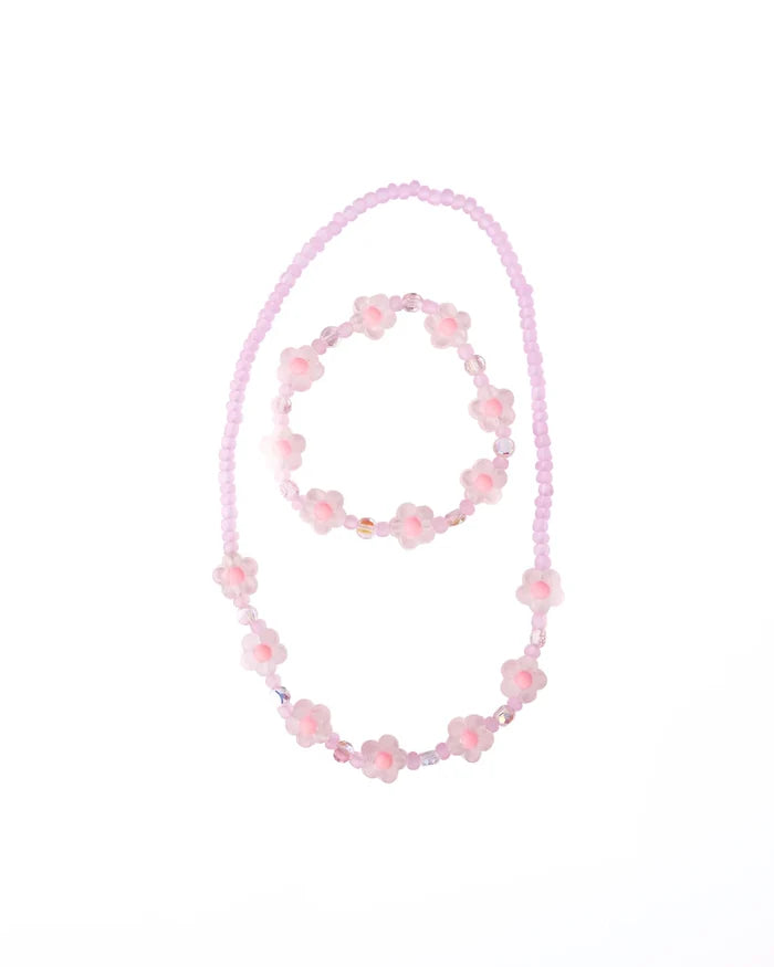 Pink Crystal Blooms Necklace & Bracelet Set Sale price - Great Pretenders