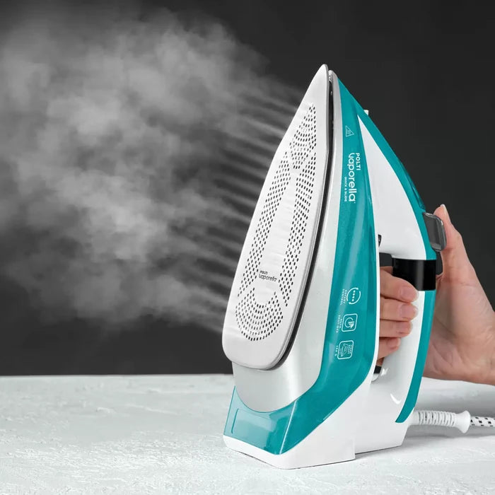 Polti Vaporella Quick & Slide QS210, Iron with digital display, white and turquoise color, 1.9m Cable - Shoppers-kart.com