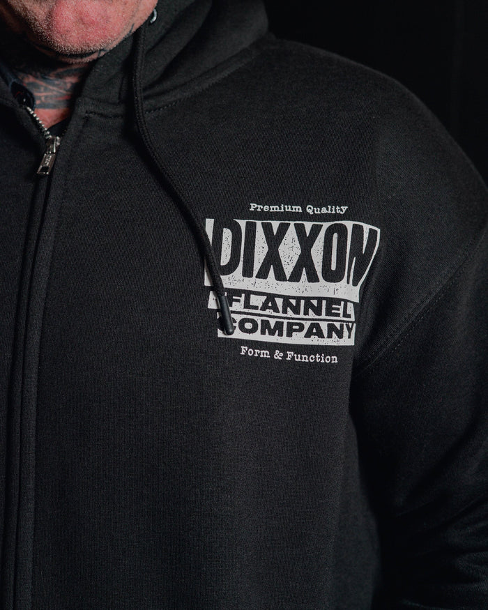 White Premium Quality Zip Up Hoodie - Black - Dixxon Flannel Co.
