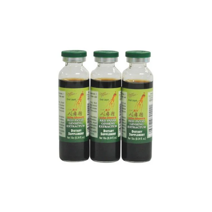 Three bottles of Red Panax Ginseng Extract on a white background
