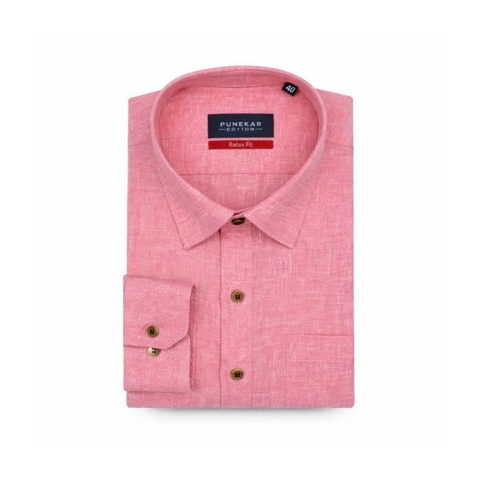 Punekar Cotton Light Pink Color Cotton Linen Formal Shirt for Men's. - Punekar Cotton