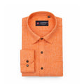 Punekar Cotton Orange Color Cotton Linen Formal Shirt for Men's. - Punekar Cotton