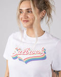 Rainbow Script  Womens Short Sleeve T-Shirt in White