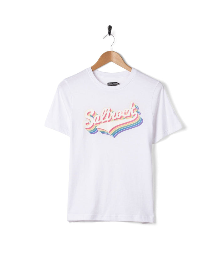 Rainbow Script  Womens Short Sleeve T-Shirt in White