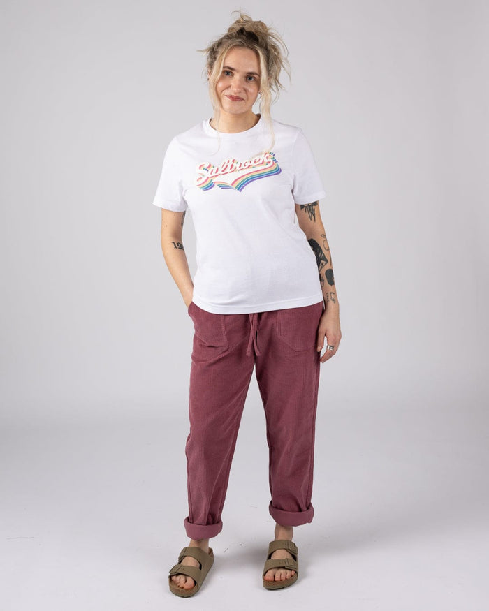 Rainbow Script  Womens Short Sleeve T-Shirt in White