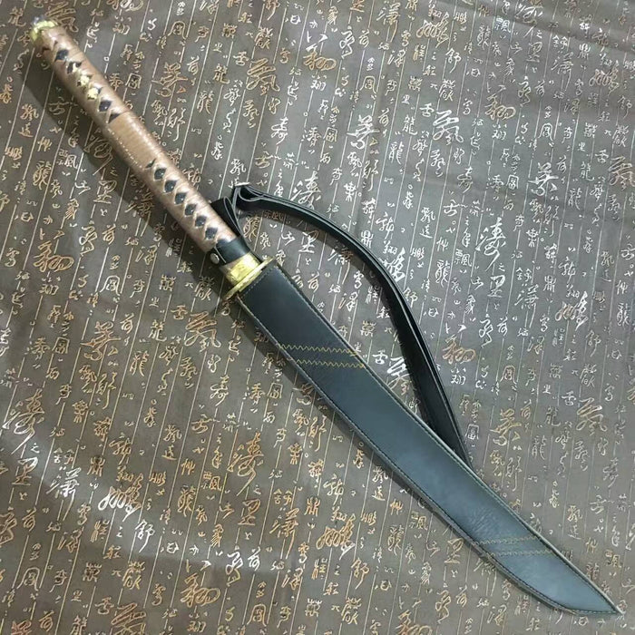 Saber(High manganese steel blade,Leather scabbard,Brass)Full tang - Chinese sword shop