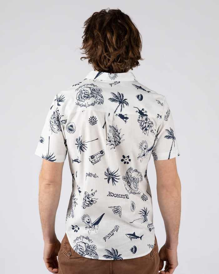 Summer Souls Mens Short Sleeve Shirt in Cream