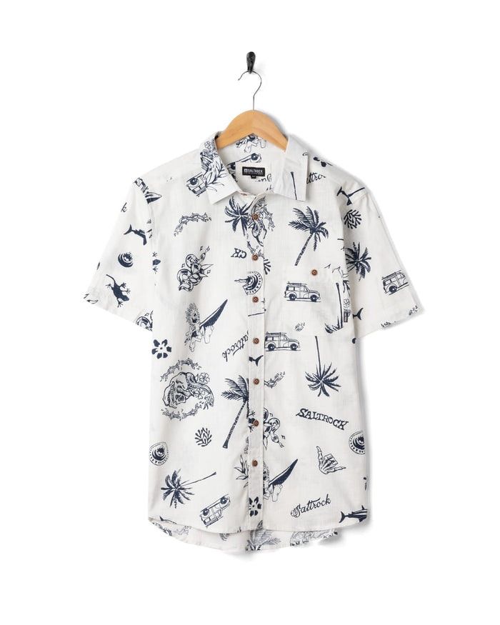 Summer Souls Mens Short Sleeve Shirt in Cream
