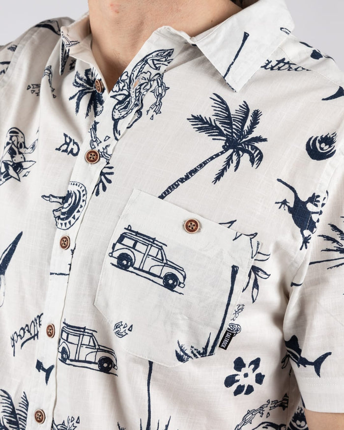 Summer Souls Mens Short Sleeve Shirt in Cream