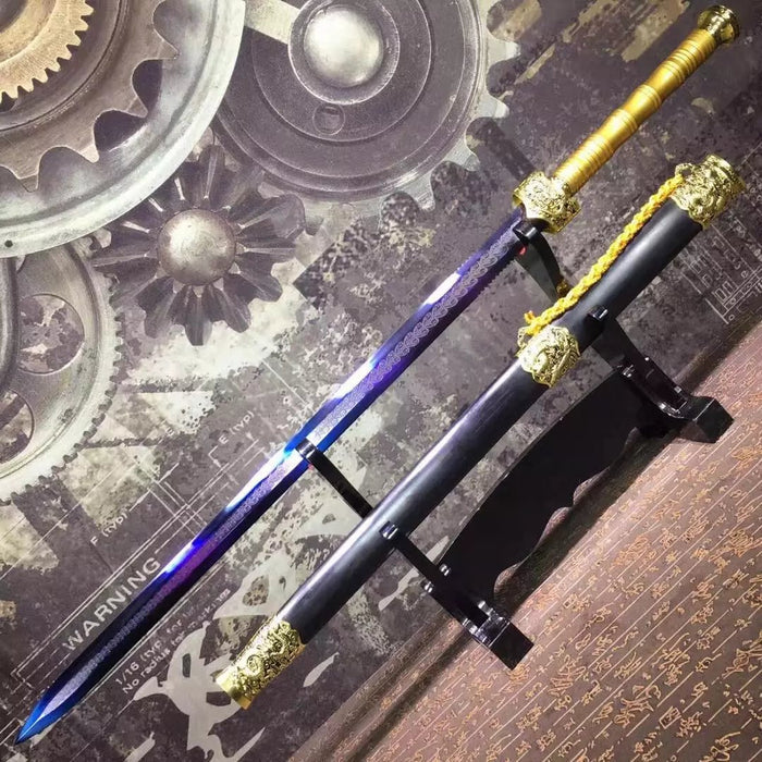 Supreme sword,High manganese steel blue blade,Black scabbard,Alloy fittings - Chinese sword shop