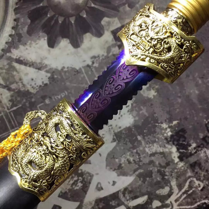 Supreme sword,High manganese steel blue blade,Black scabbard,Alloy fittings - Chinese sword shop