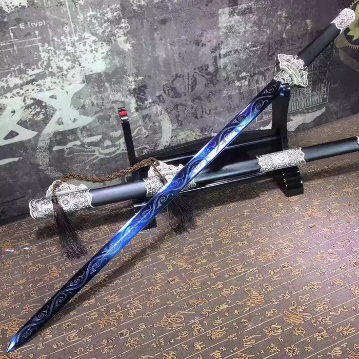 Tang sword,High carbon steel blue blade,Black scabbard,Alloy fitting - Chinese sword shop