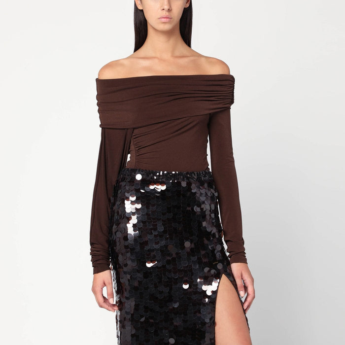 Shirts & Tops 44  IT THE ANDAMANE - Top with bare shoulders in brown jersey Brand