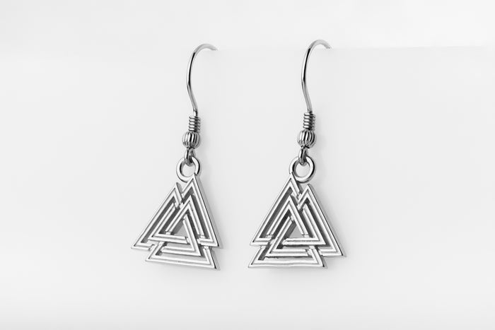 vkngjewelry Earrings Valknut Viking Earrings, Sterling Silver Norse Jewelry