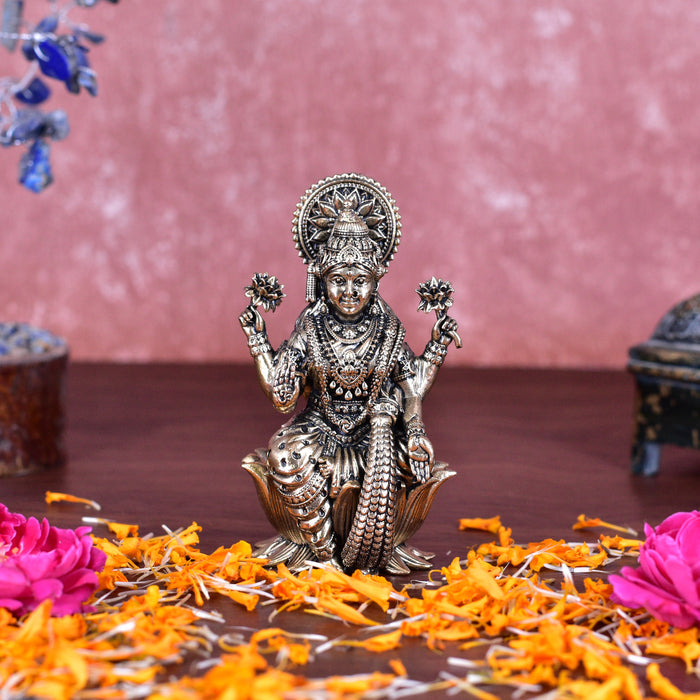 White Whale Superfine Brass Lakshmi Idol Hindu Laxmi Goddess Statue Home Office Showpiece Decor