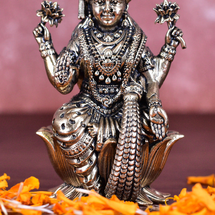 White Whale Superfine Brass Lakshmi Idol Hindu Laxmi Goddess Statue Home Office Showpiece Decor