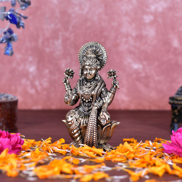 White Whale Superfine Brass Lakshmi Idol Hindu Laxmi Goddess Statue Home Office Showpiece Decor
