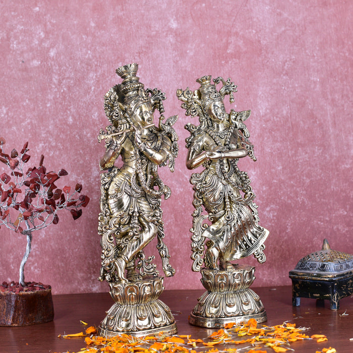 White Whale Superfine Brass Radha Krishna Idol Statue Home Decor Figurine